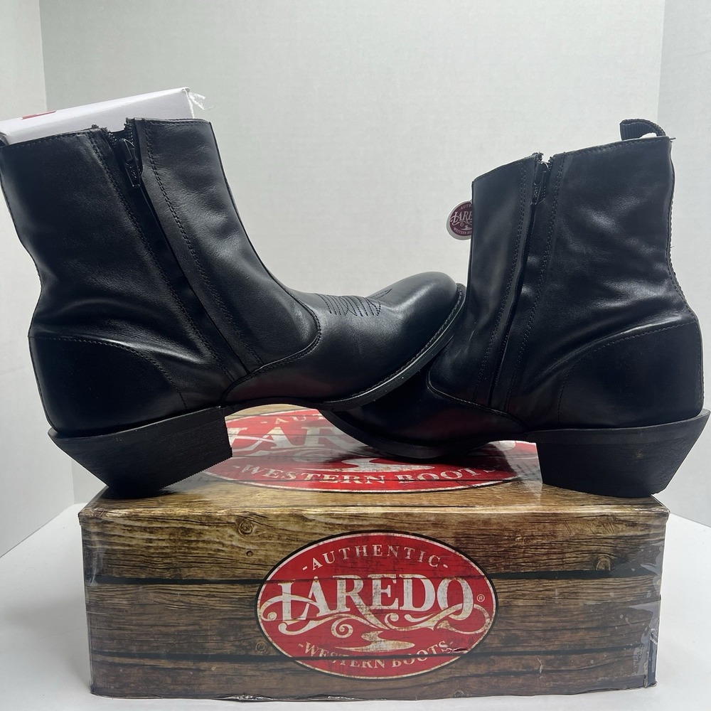 Laredo 62070 Men 7 Black Side Zip Western Cowboy Boots Men's Size 12 D NIB